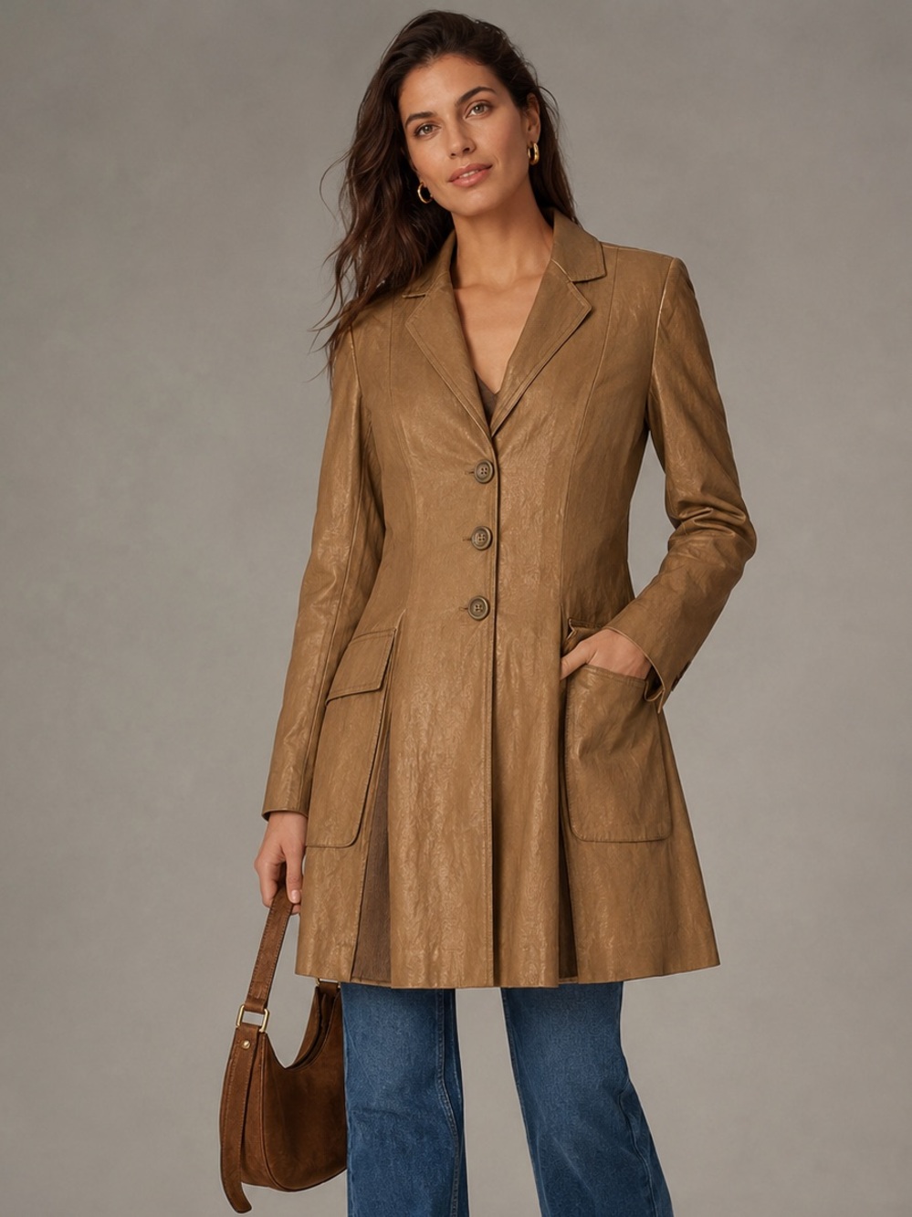 CAbi Treasure Hunter Metallic Bronze Trench Coat Size Medium Style 840